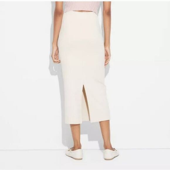 Wild Fable Beige Mid-Rise Rib Knit Column Midaxi Skirt NEW Women's XXL - Picture 2 of 10